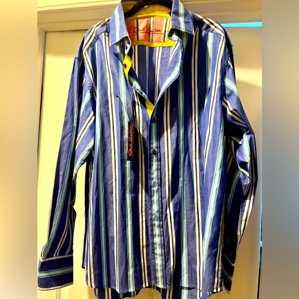 Men's ROBERT GRAHAM Flip Cuff Striped Long-Sleeve Button-Up Shirt - XL